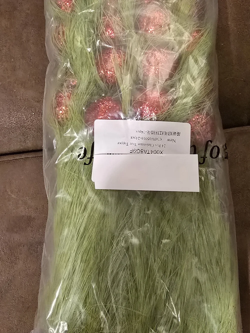 Green Decorative Pick Bundle with Glitter Red Berry Ornaments. Set of 24. NWT.